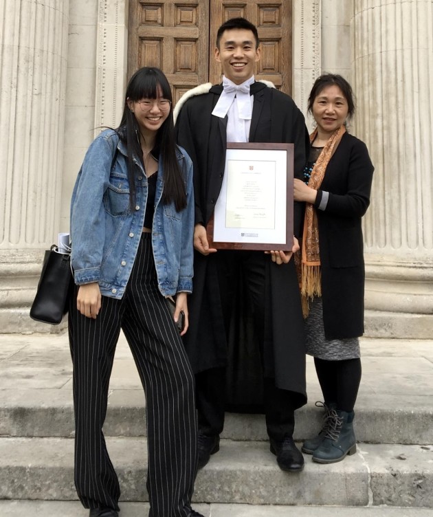 Brian Wang (middle) and family