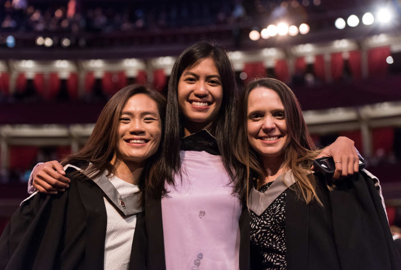 Students in graduation gowns