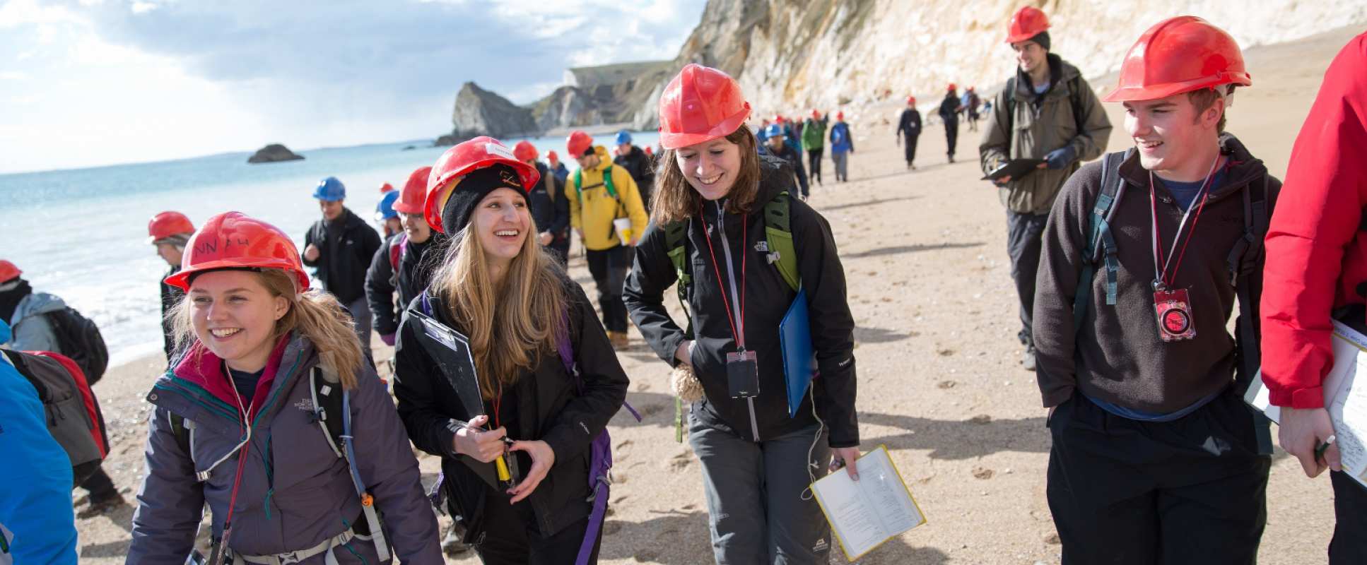 Dr Mark Sutton teaches students of Geology 'Module 2.05, Introduction to Field Geology' on a field trip to Dorset. 