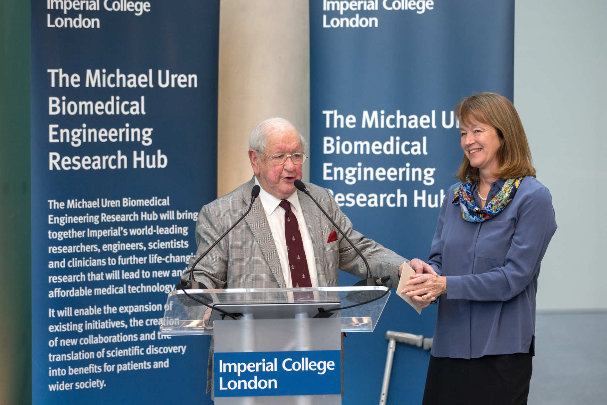 Sir Michael Uren with Professor Alice Gast