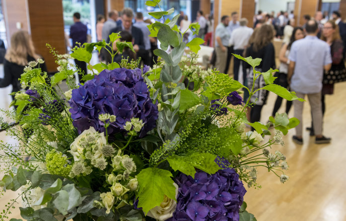 Flowers with people in background