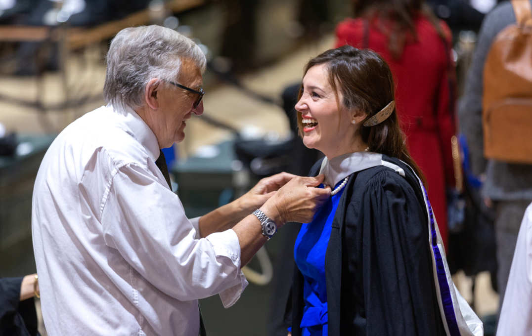 Student preparing for graduation