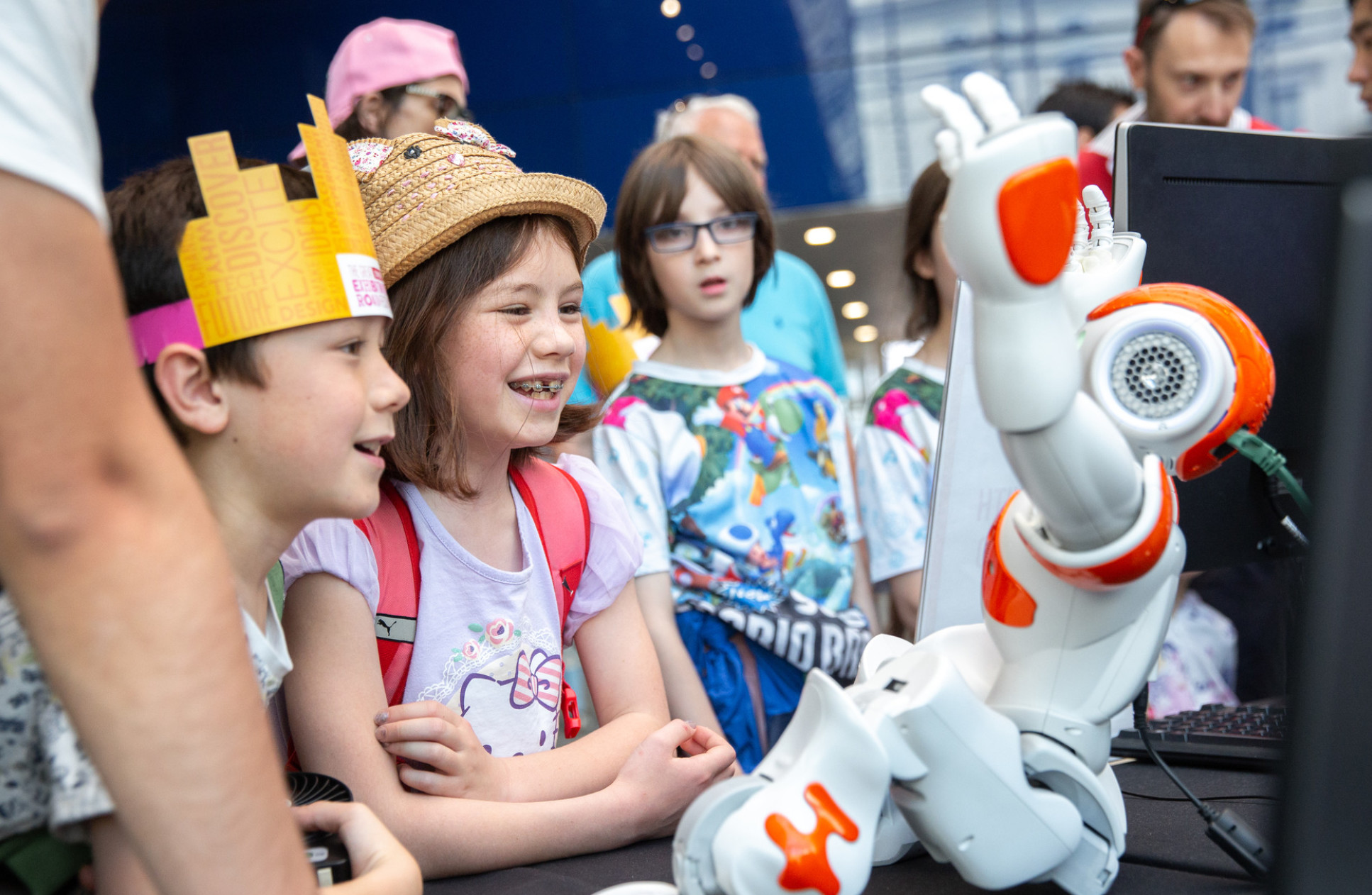 Children interacting with a robot