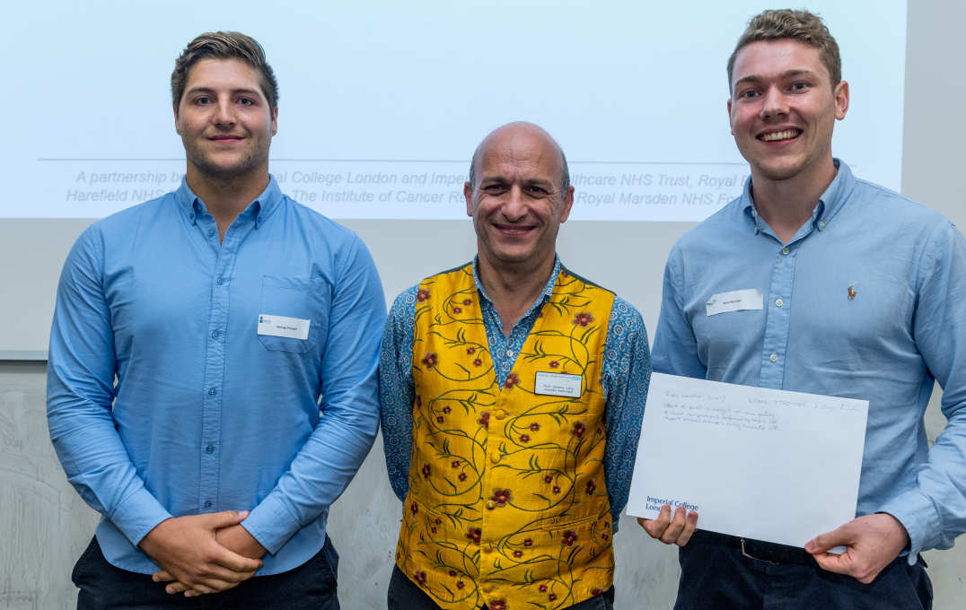 Poster winners George Premmitt and Ryan Strother with Professor Jeremy Levy, Director of the Clinical Academic Training Office