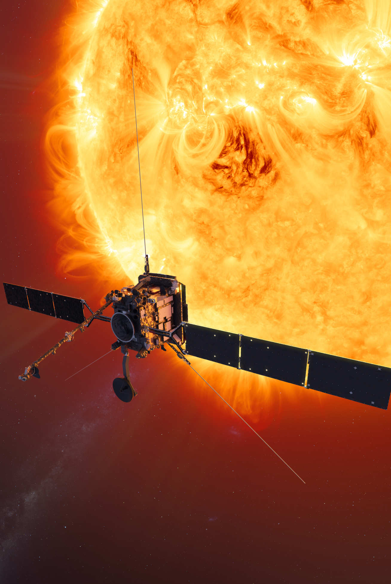 Spacecraft in front of the sun