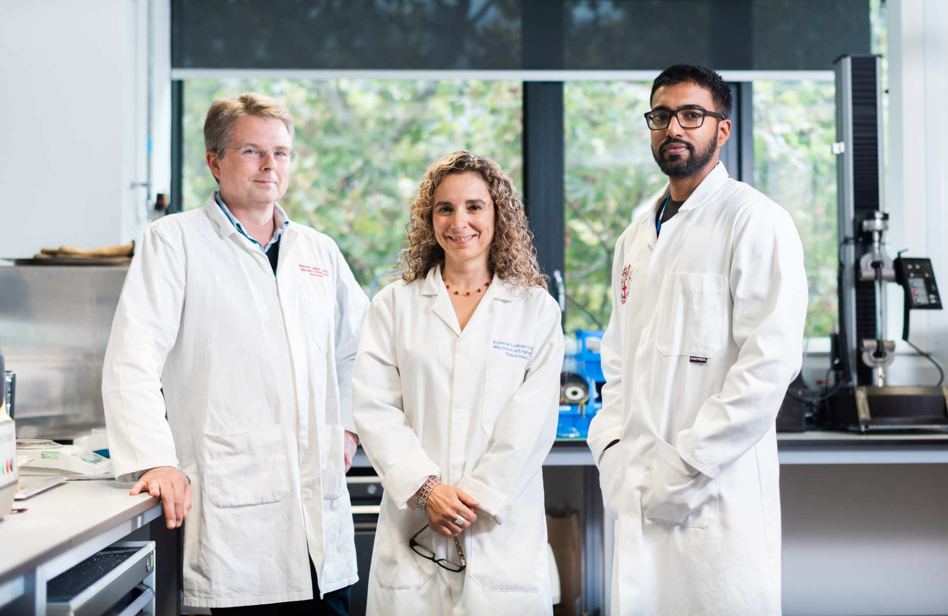 Dr Bamber Blackman, Professor Maria Charalambides and Dr Manu Mulakkal, photo by James Tye