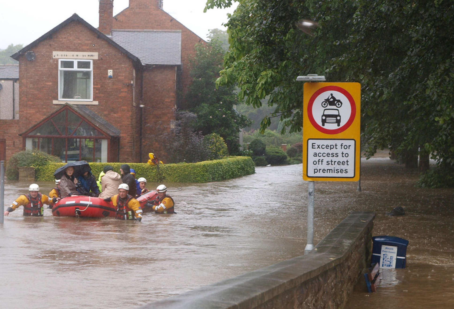 Flooding in an English town