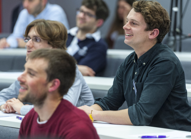 Students at an employer talk