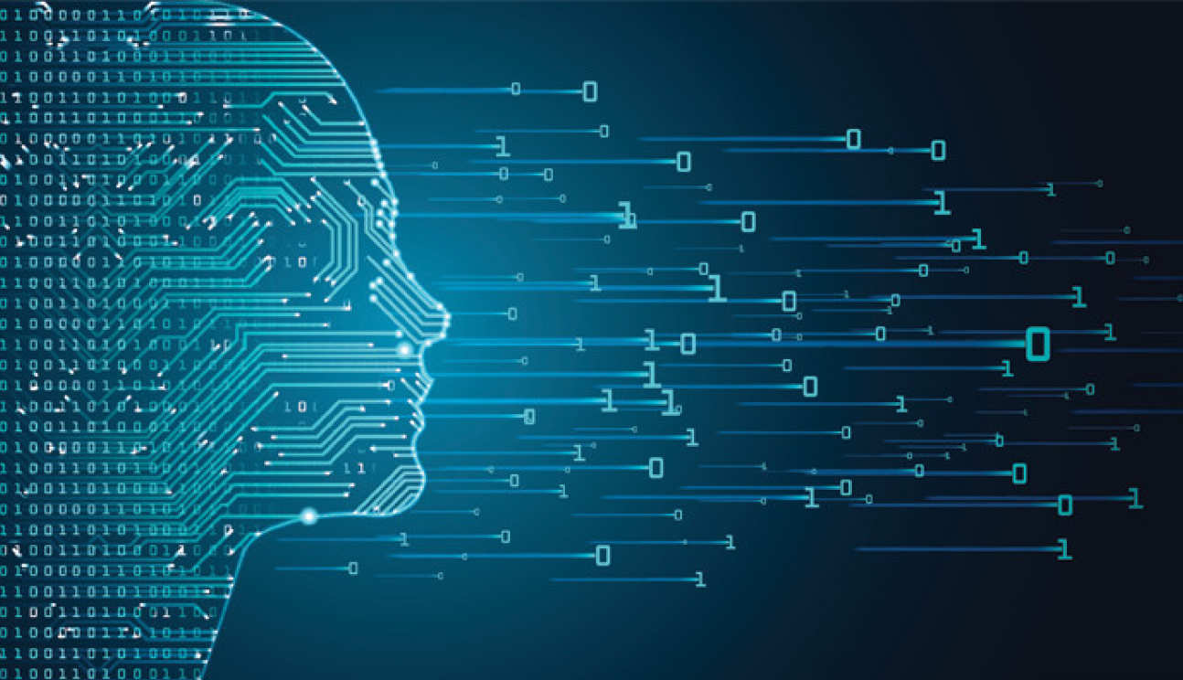 An illustration of data shooting out of a face of circuitry