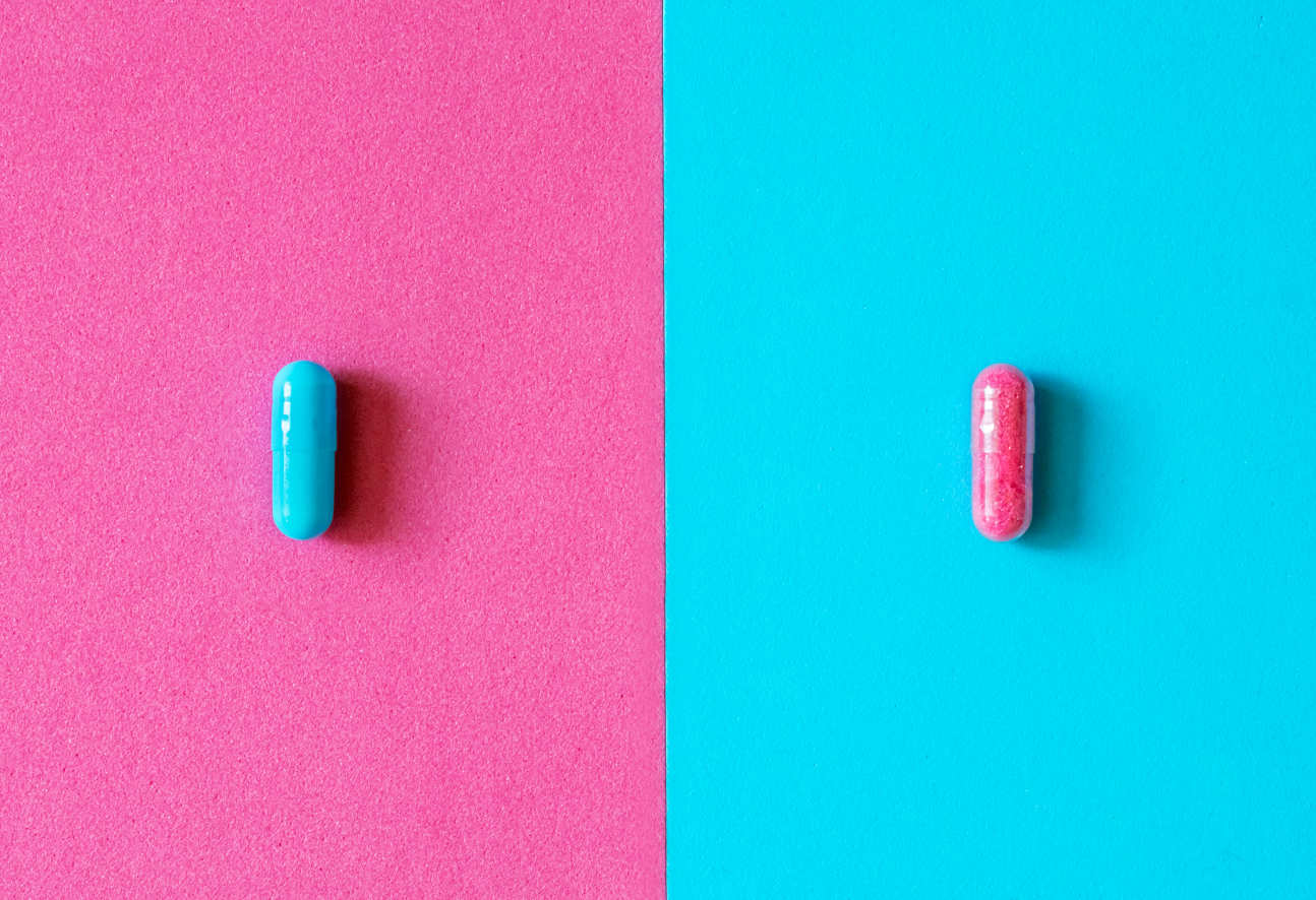 Pink and blue pills
