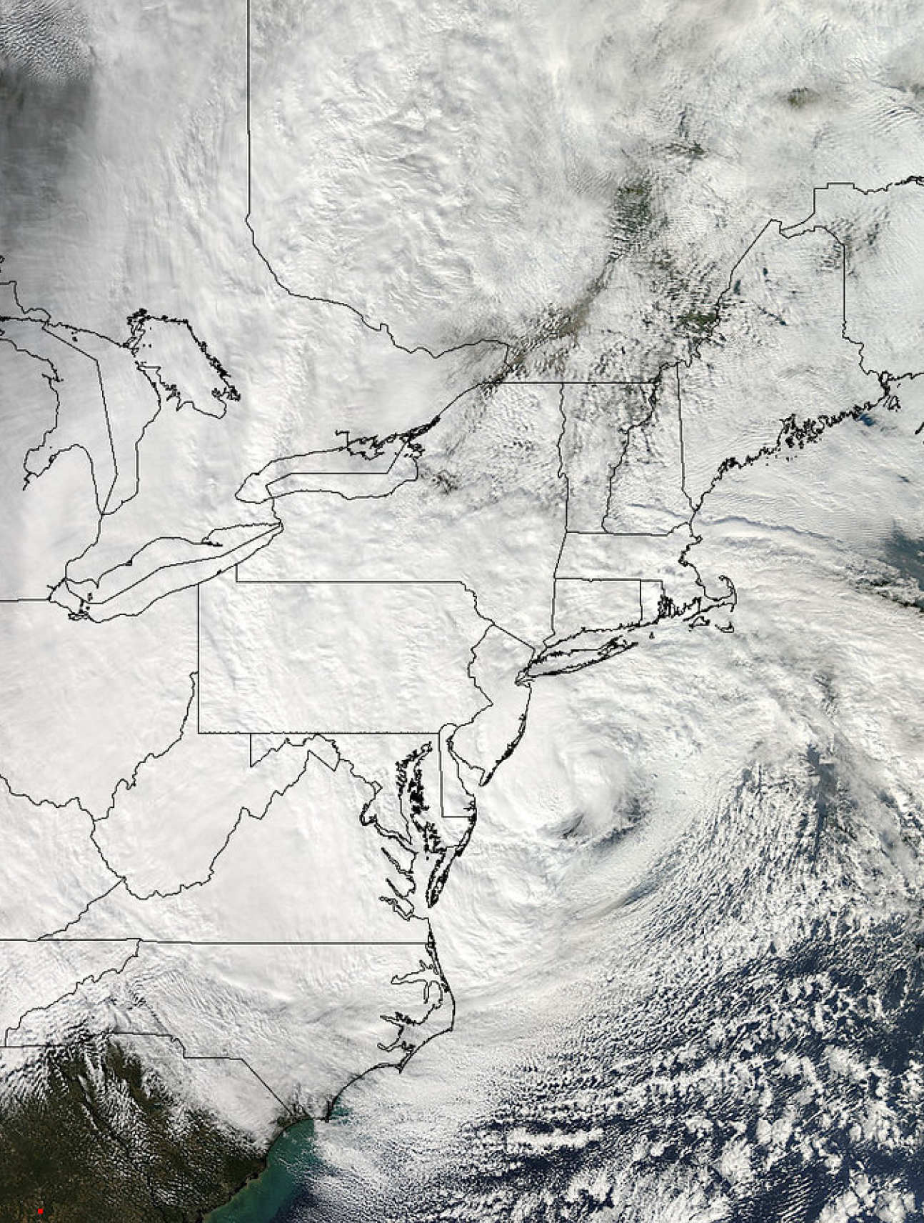 Satellite image of Hurricane Sandy over Virginia