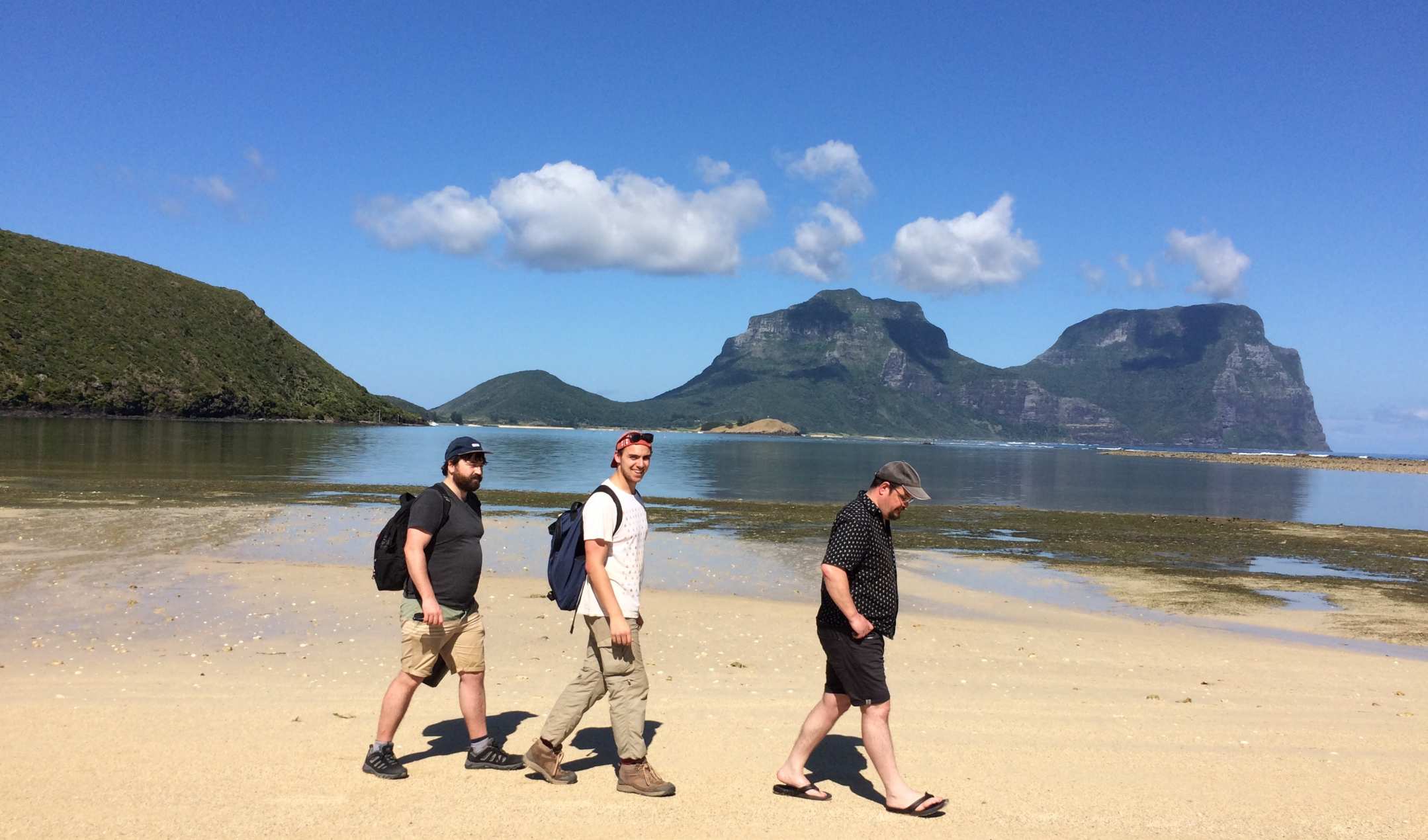 Lord Howe Island - researchers involved walking along the beach