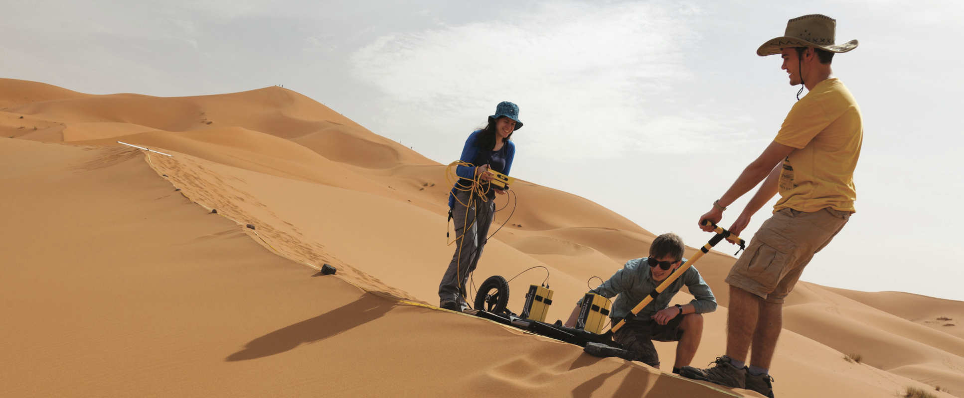 Earth Science and Engineering students using Ground Penetrating Radar