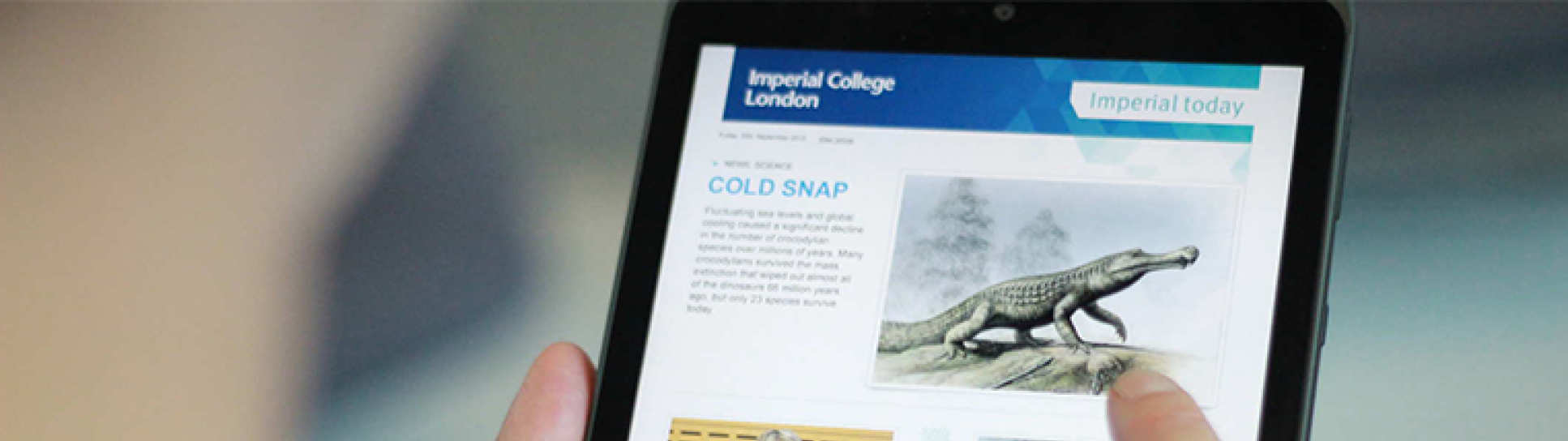 Imperial Today enewsletter on an ipad