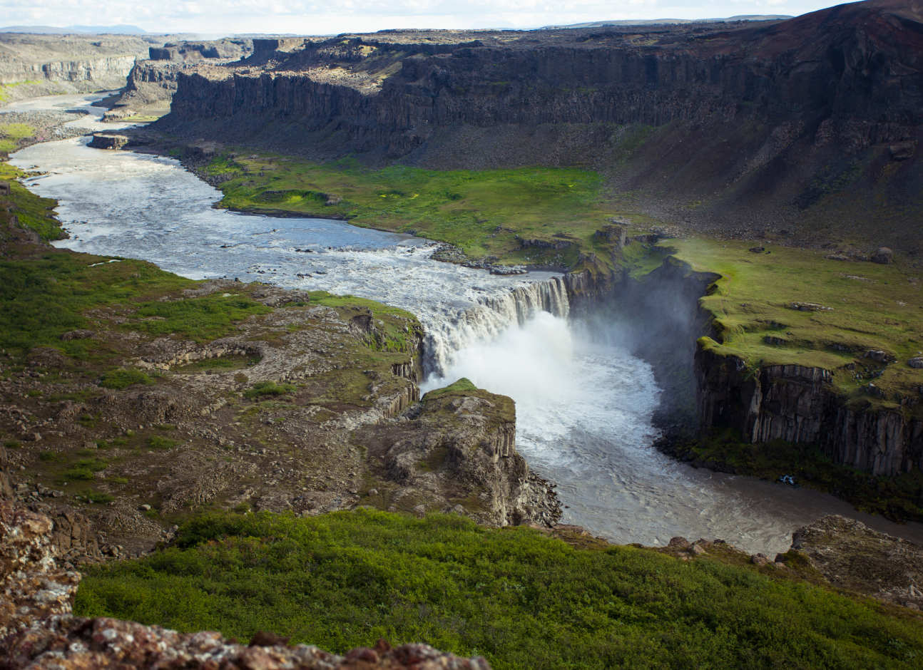 Aerial view of the Dettifoss waterfall