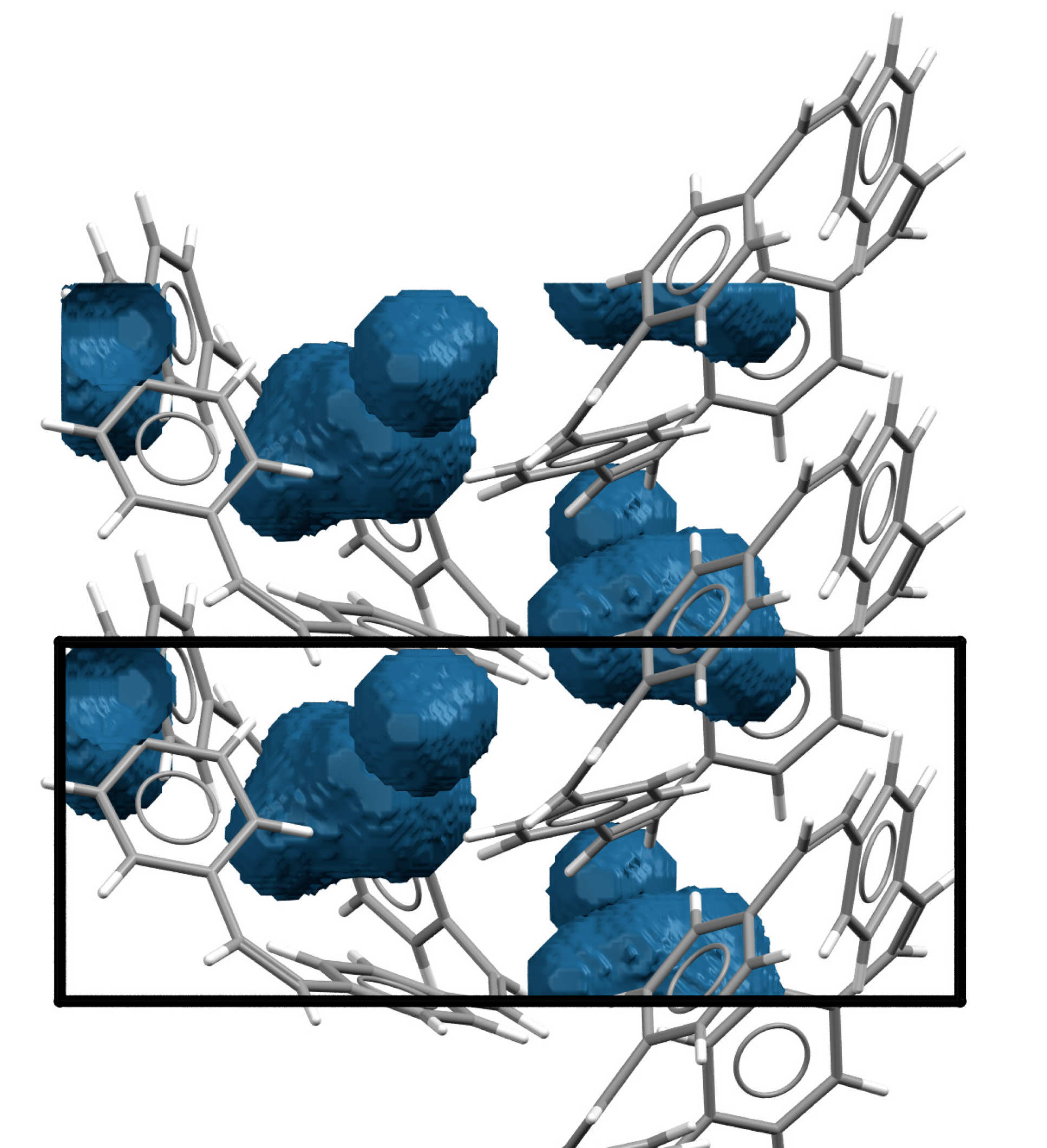 Connected ring structures accompanied by blue blobs