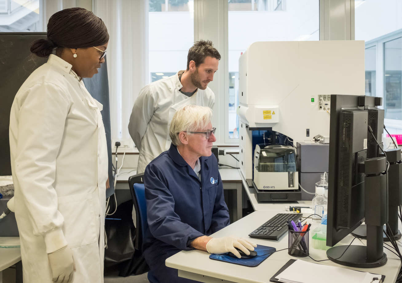 Norman Lamb MP, Julia Makinde and another member of the IAVI team