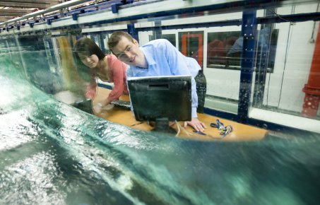 Students working in the Fluid Mechanics Section of Civil and Environmental Engineering Department.