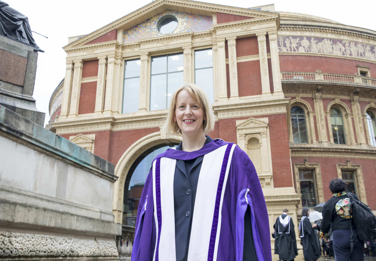 Janet Deane outside the Royal Albert Hall