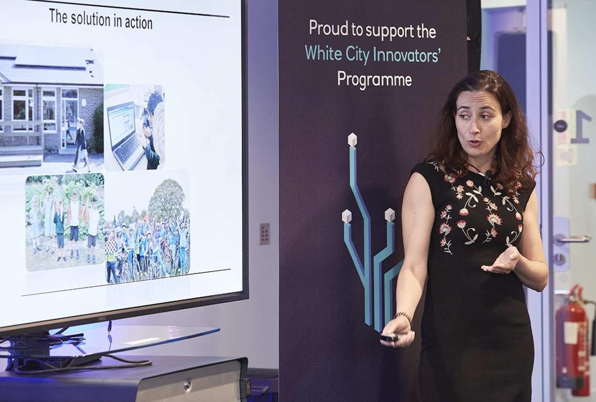 Founder Vasiliki Kioupi pitching as part of the White City Innovators’ Programme earlier this year
