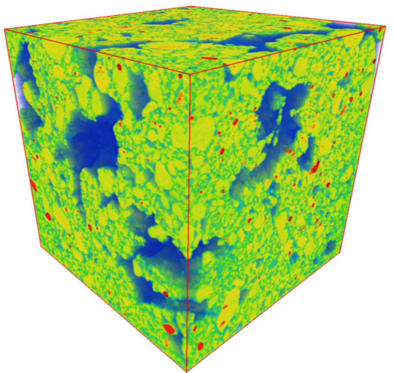 Scan showing large pores (blue) in nest walls