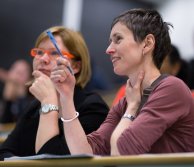 Ladies studying in classroom