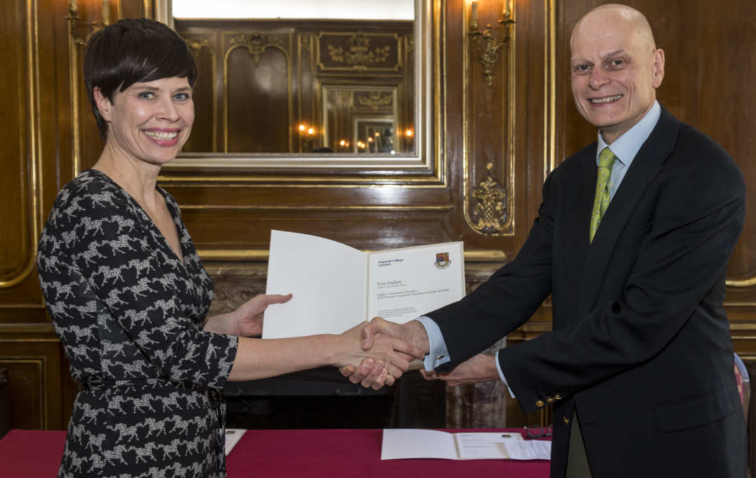 Provost Ian Walmsley with Erin Hallett of Imperial College Business School