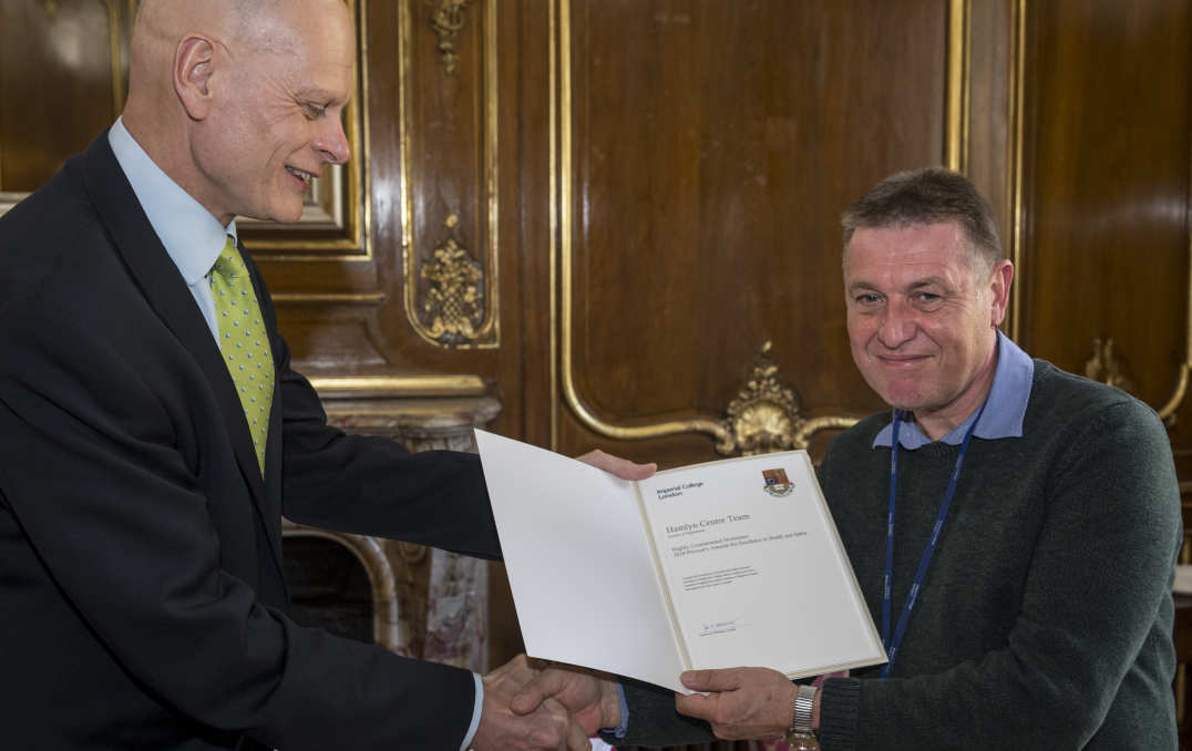 Provost Ian Walmsley with Graham Brooks, Senior Research Technician from The Hamlyn Centre