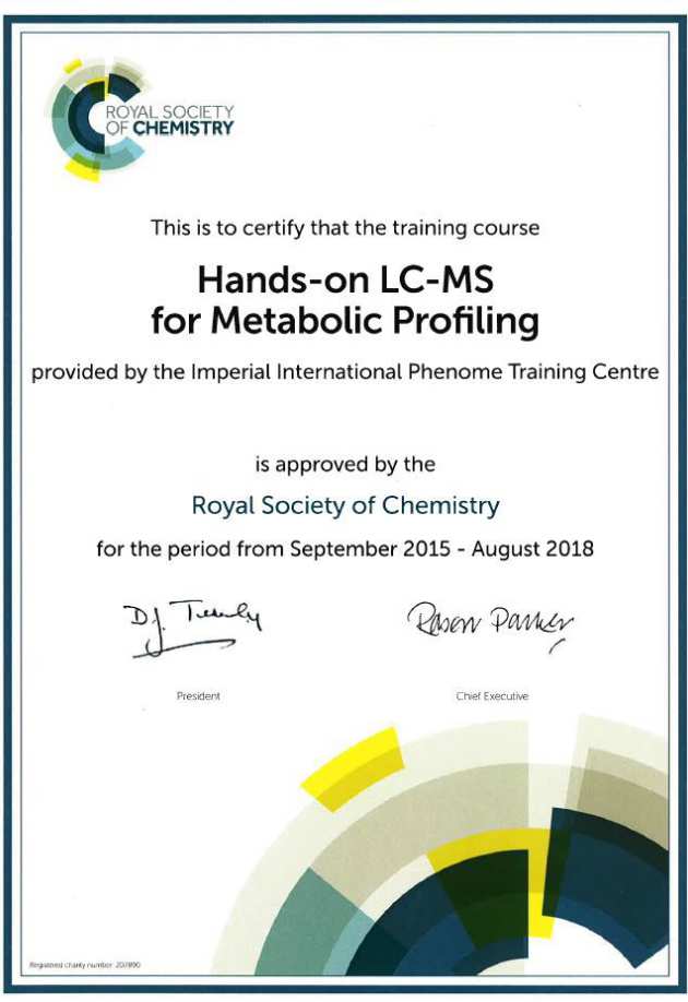 Accreditation Certificate (Hands-on LC-MS)