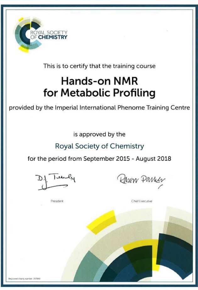 Accreditation Certificate (Hands-on NMR)
