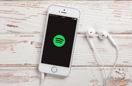 iPhone with Spotify app