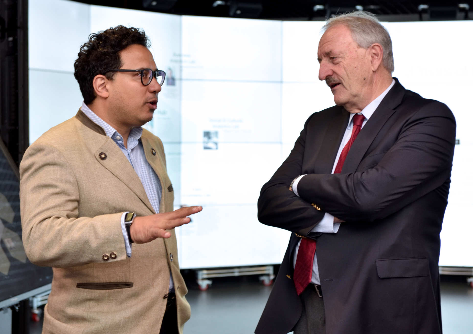 Imperial's Dr Aldo Faisal with President Wolfgang Herrmann in the Data Science Institute