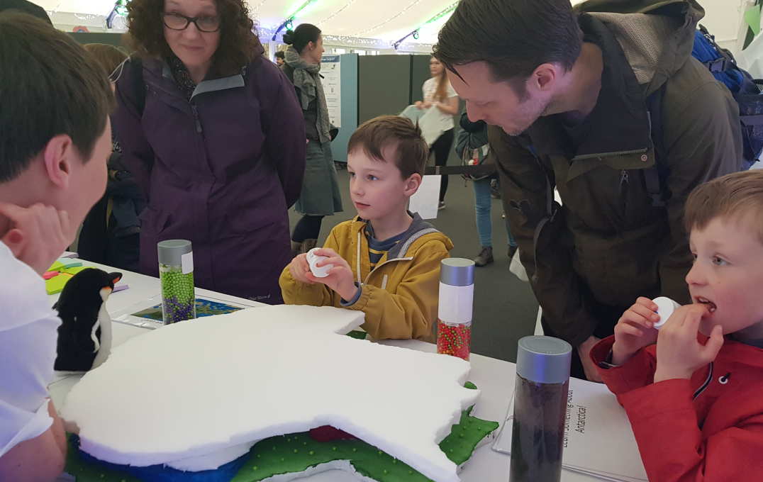 Family of four cluster round a model of Antarctica