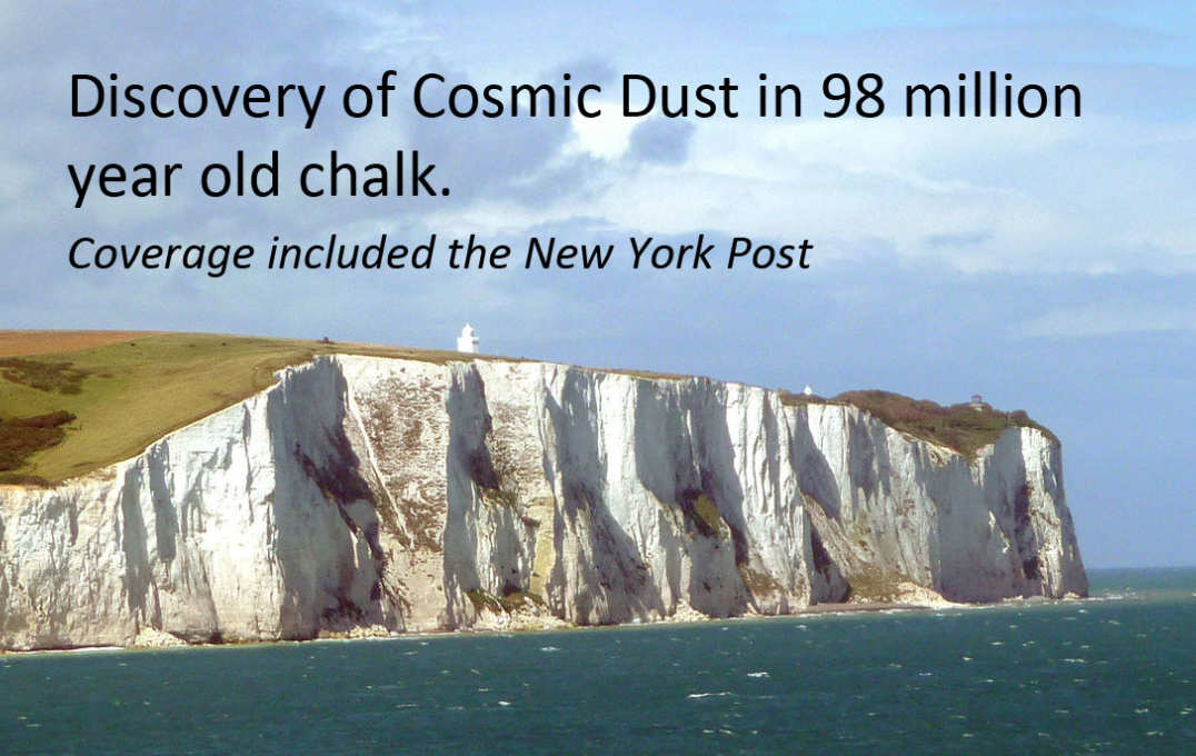 Cosmic dust in the white cliffs