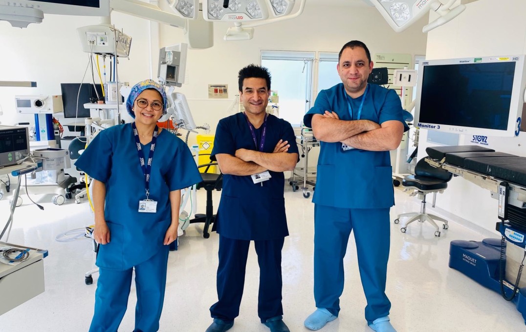 Surgical team in new scrubs