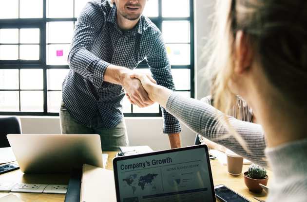 handshake in an office