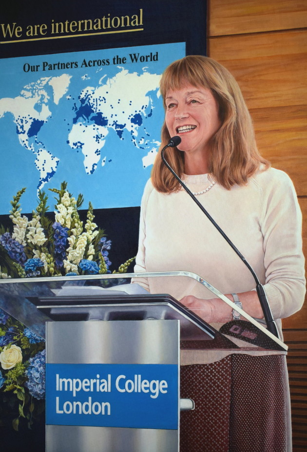 Portrait of a woman giving a speech