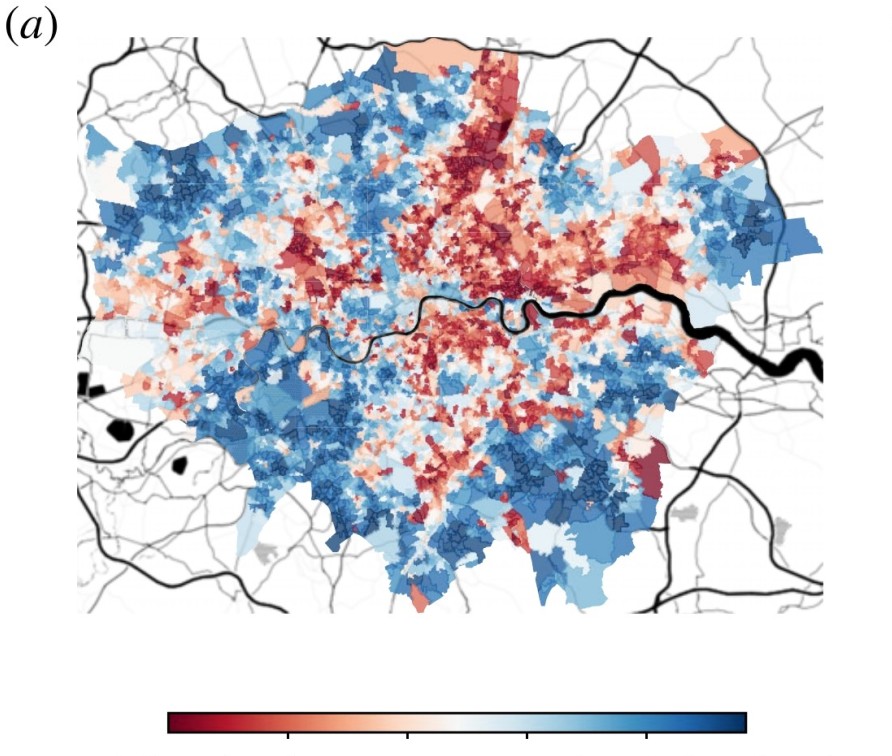 Comparison between deprivation and grocery shopping habits in London.