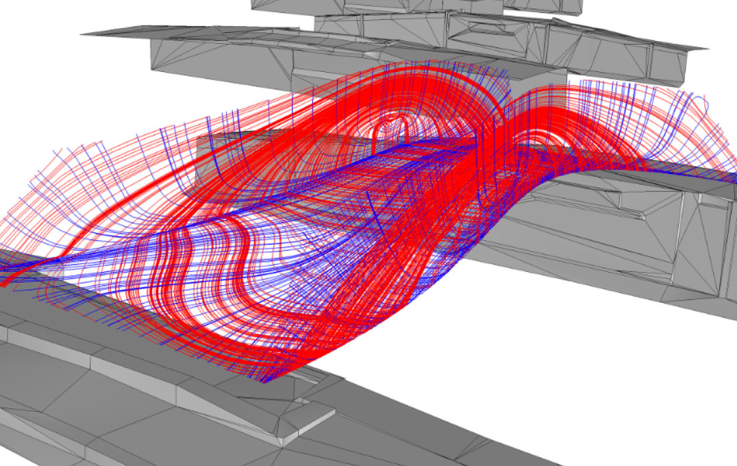 Computer generated image showing initial bridge design