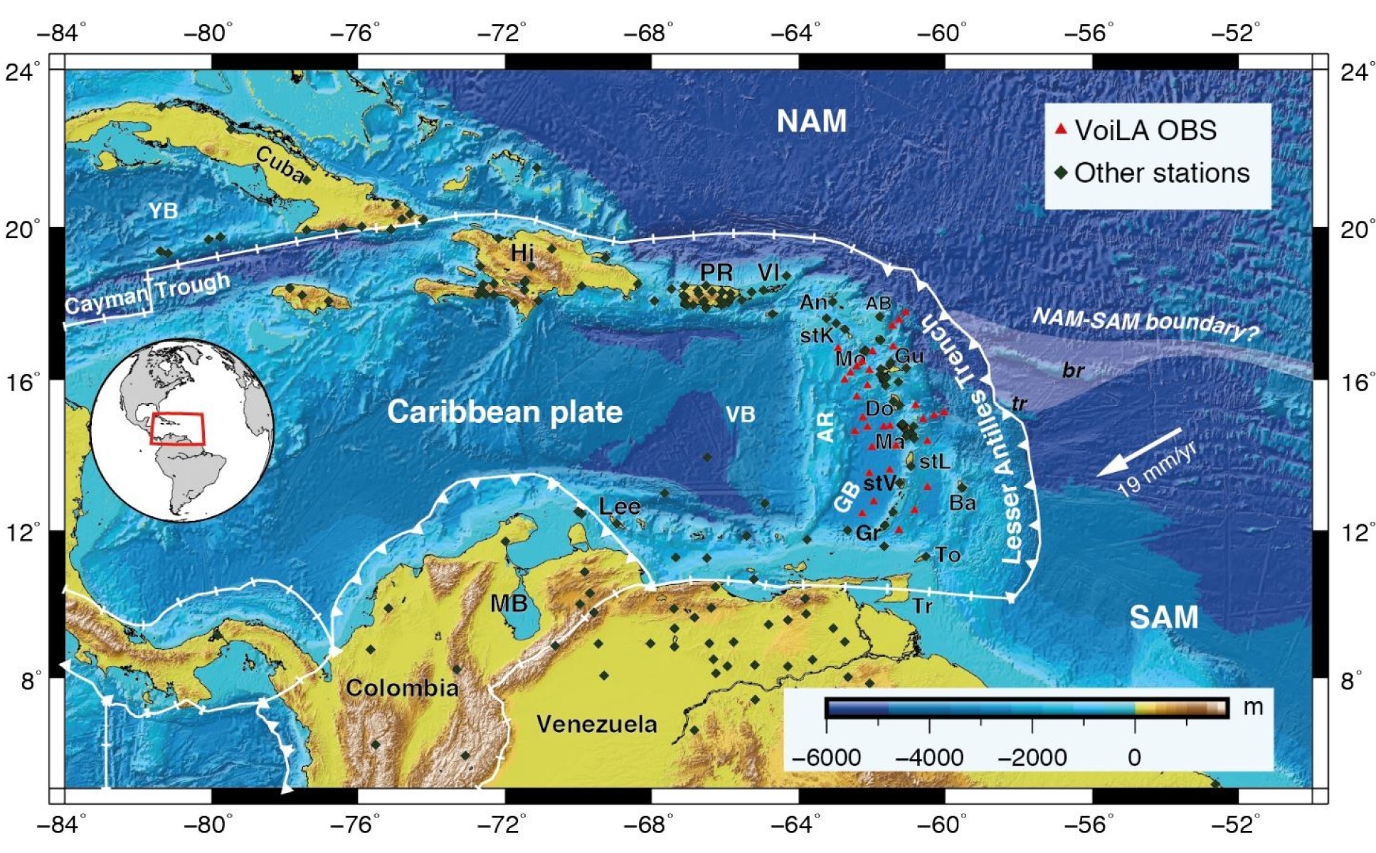 Current tectonic map of the Caribbean
