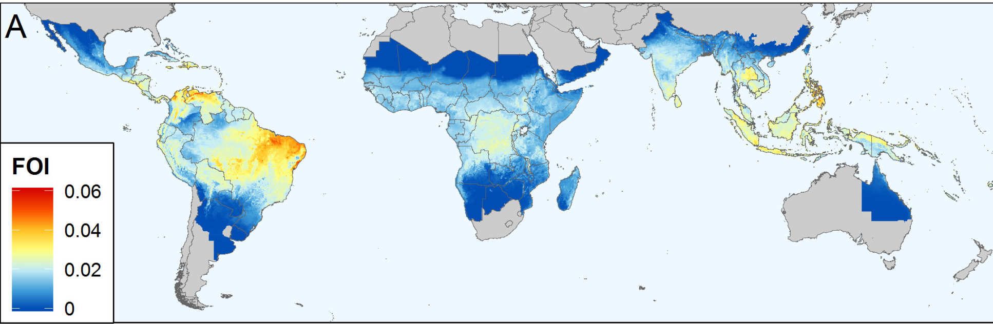 Predicted areas of high dengue risk