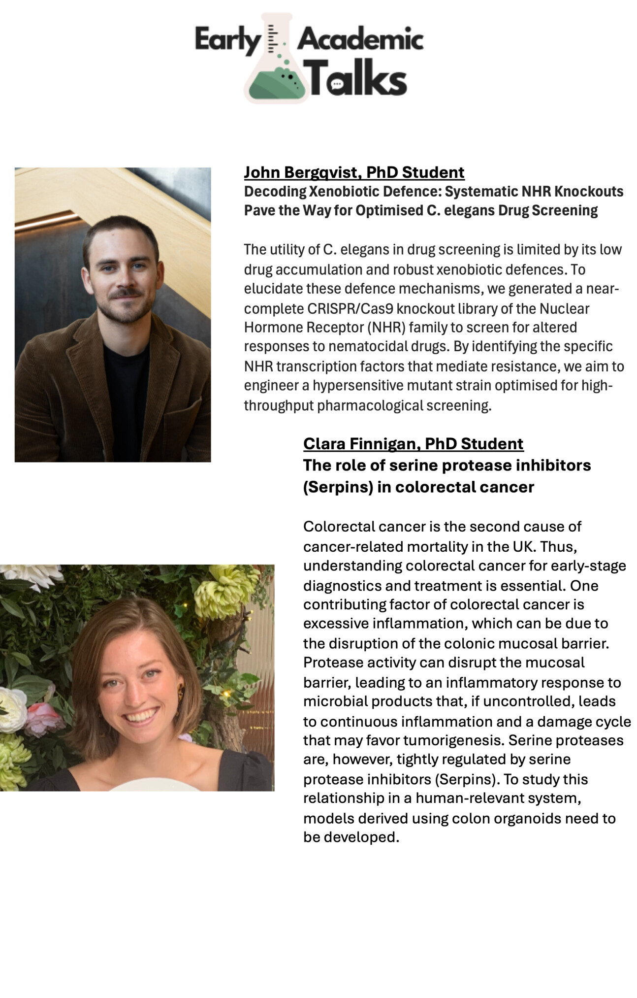 Early Academic Talks Image of speakers