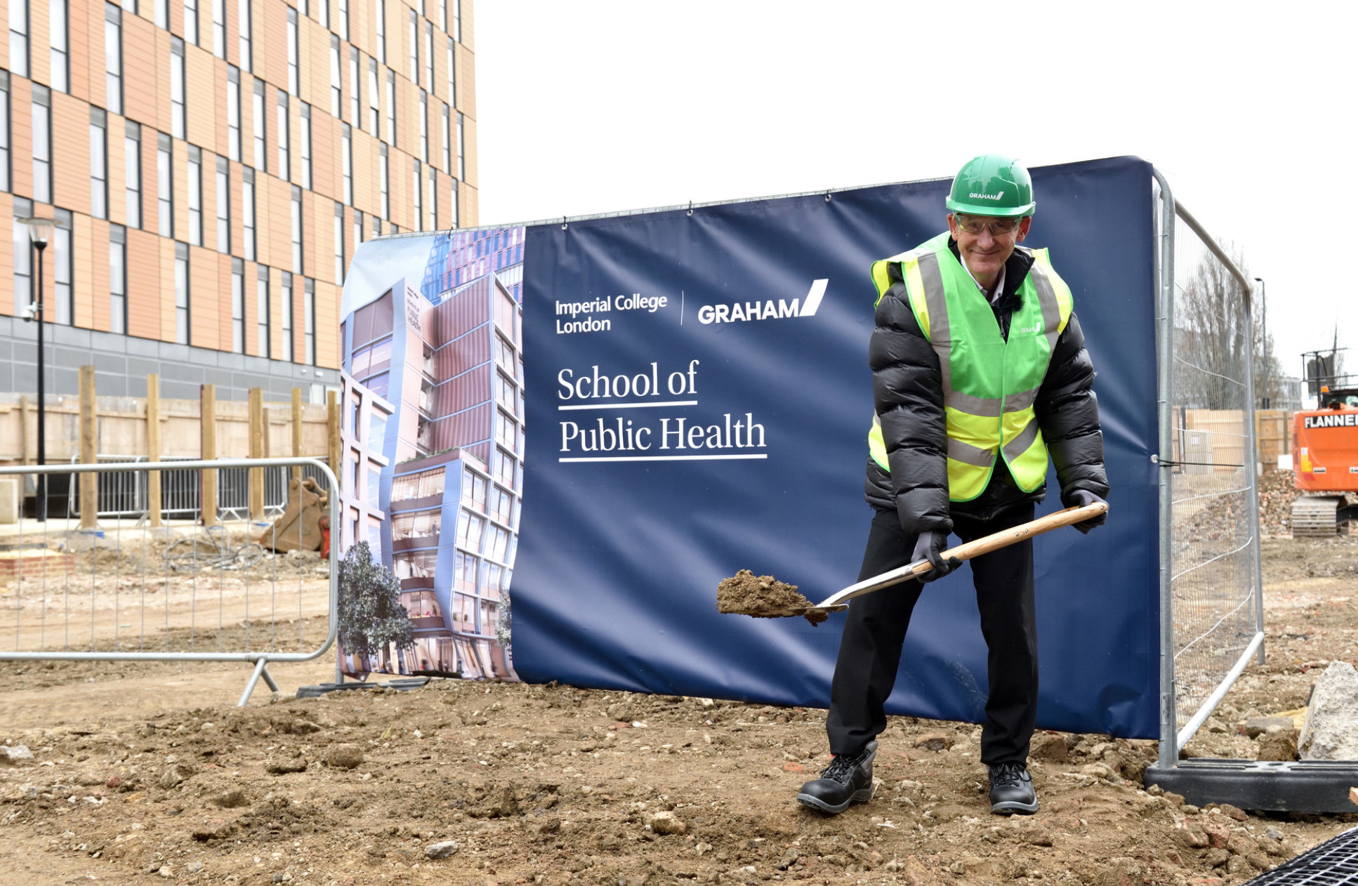 Professor Neil Alford breaking ground on the site last month