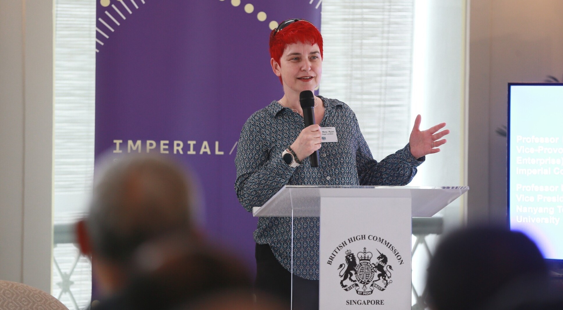Professor Mary Ryan at the launch event for Imperial Global: Singapore.