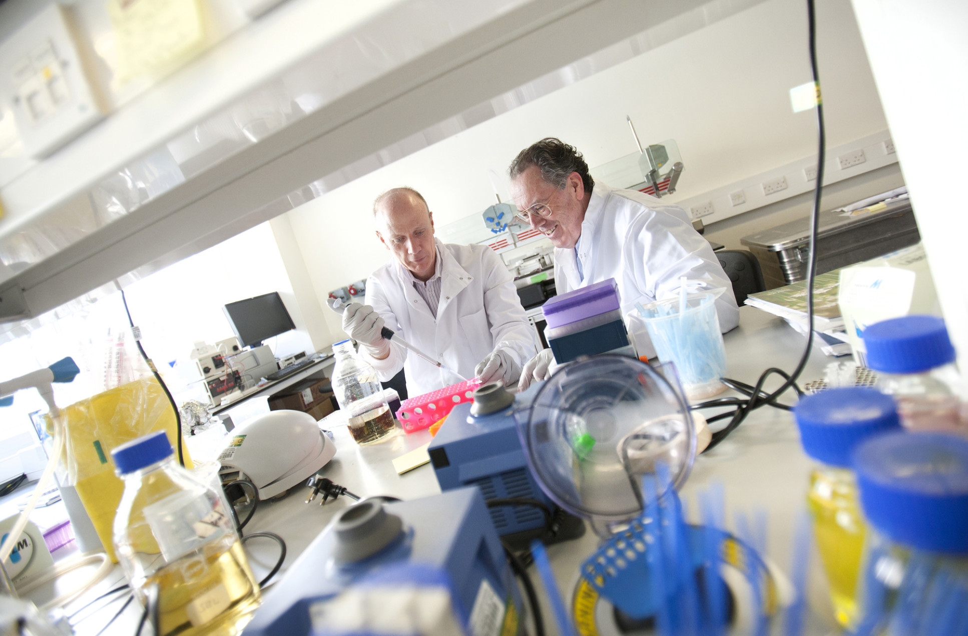 Professors Paul Freemont and Richard Kitney in lab