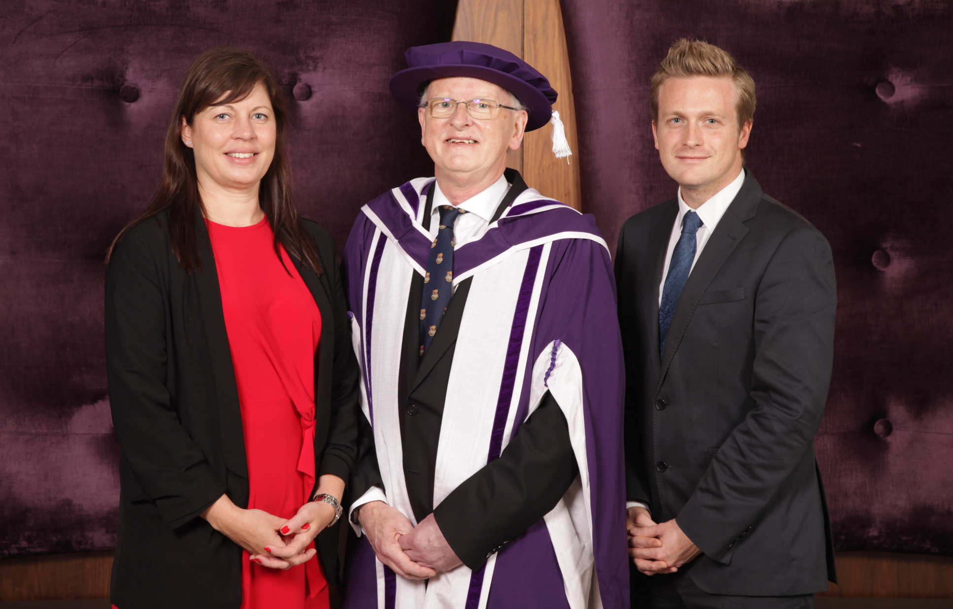 Professor Stirling with Executive Assistant Kathryn Clark and Executive Officer James McSean