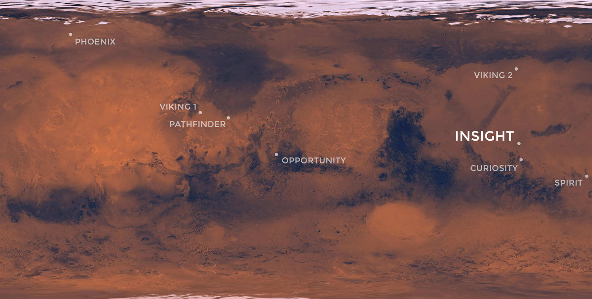 A map of Elysium Planitia, Mars.