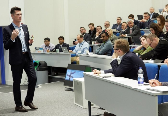 Microsoft's Anthony Salcito talks with delegates