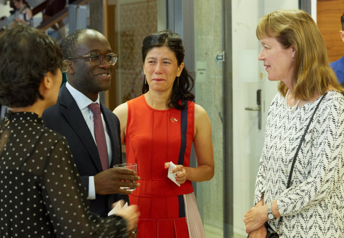 Universities Minister Sam Gyimah with Singapore's Sigh Commissioner Foo Chi Hsia and Imperial President Alice Gast