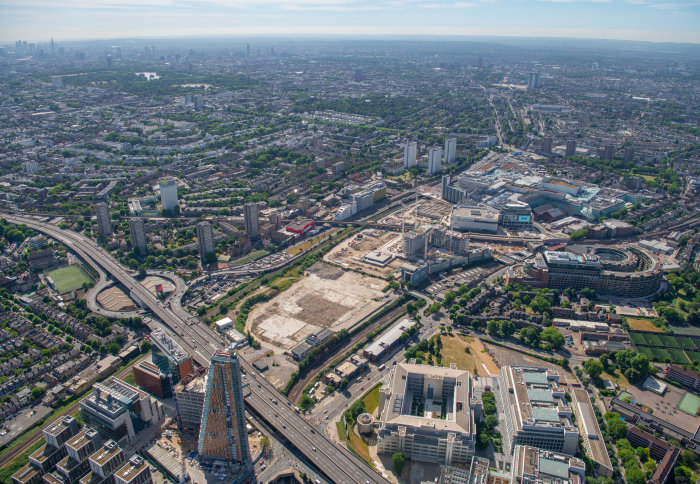 Helicopter view of the White City development